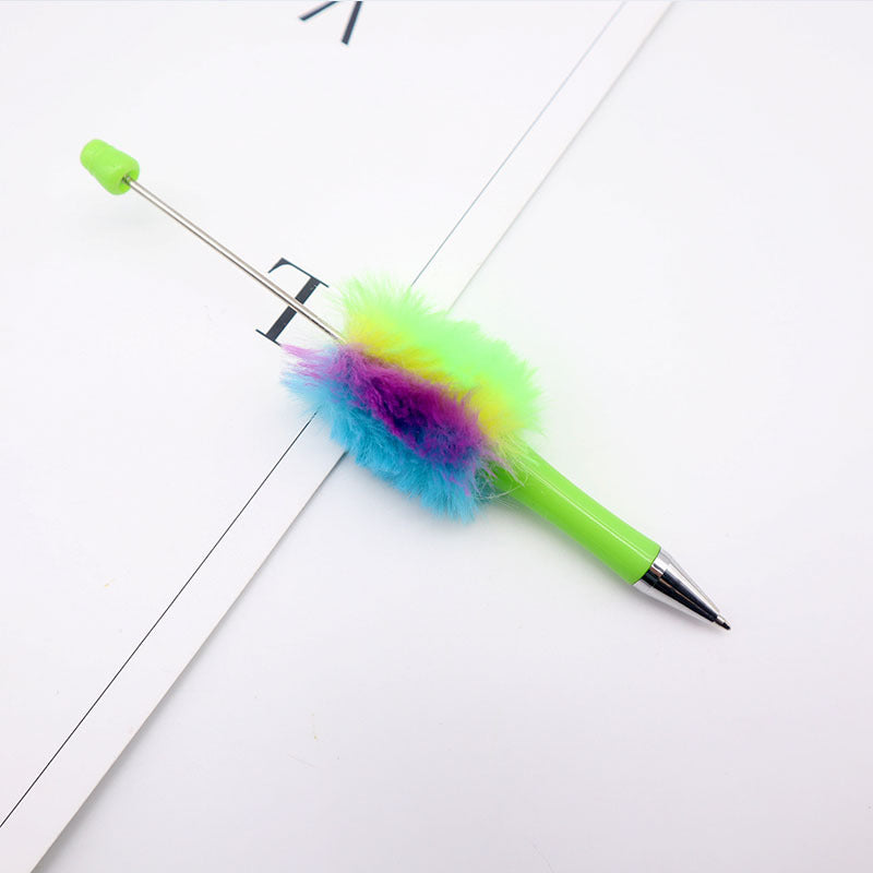 Wholesale Colorful Beadable Pen Plush Pom Pom Beadable Pen Fluffy Pens